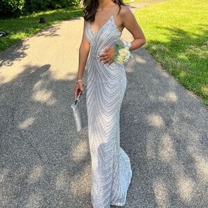 Silver Sequin Prom Dress